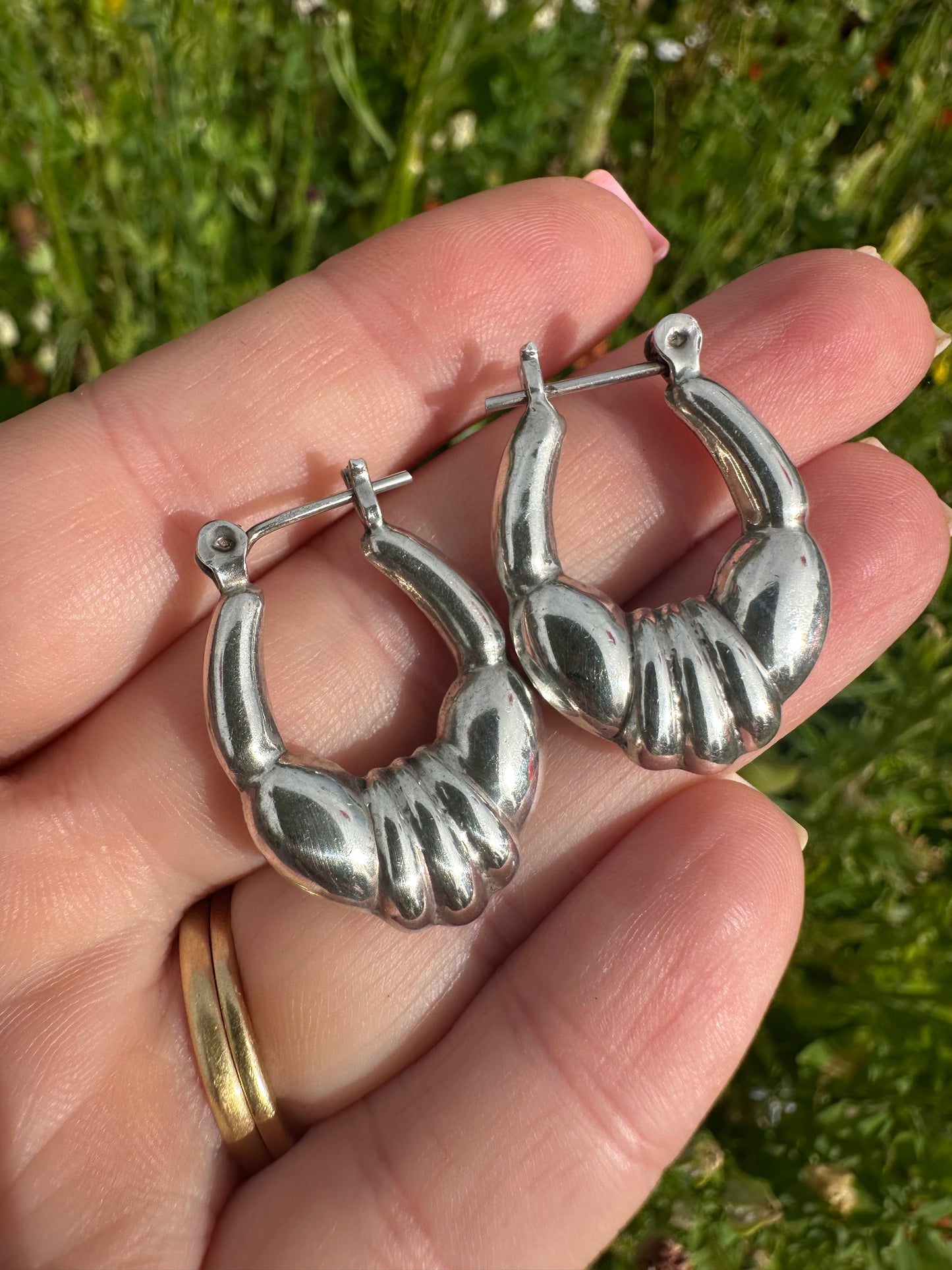 Sterling Silver Puffy Hoops