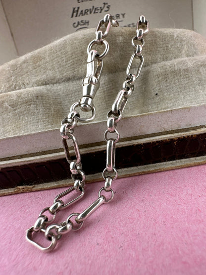 Vintage Sterling Silver Mini trombone link bracelet with swivel dog clip