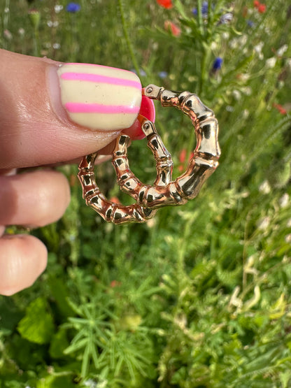 Vintage 9ct Gold UnoAerre Bamboo Hoops