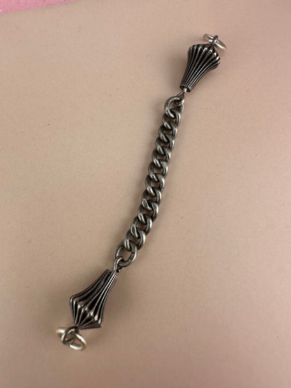 Sterling silver curb Claspless extender with fluted beaded ends