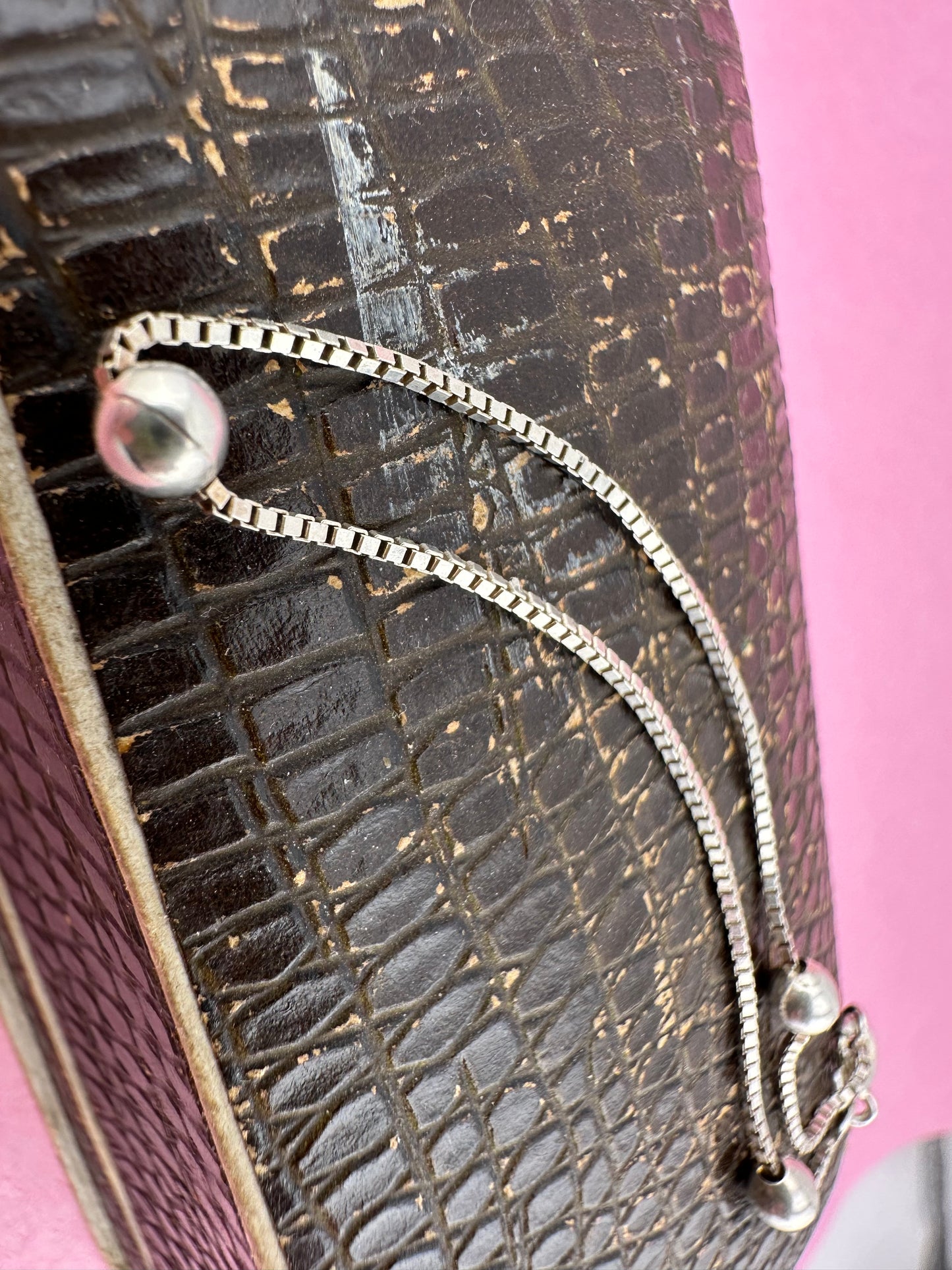 Vintage Sterling silver box and ball bracelet