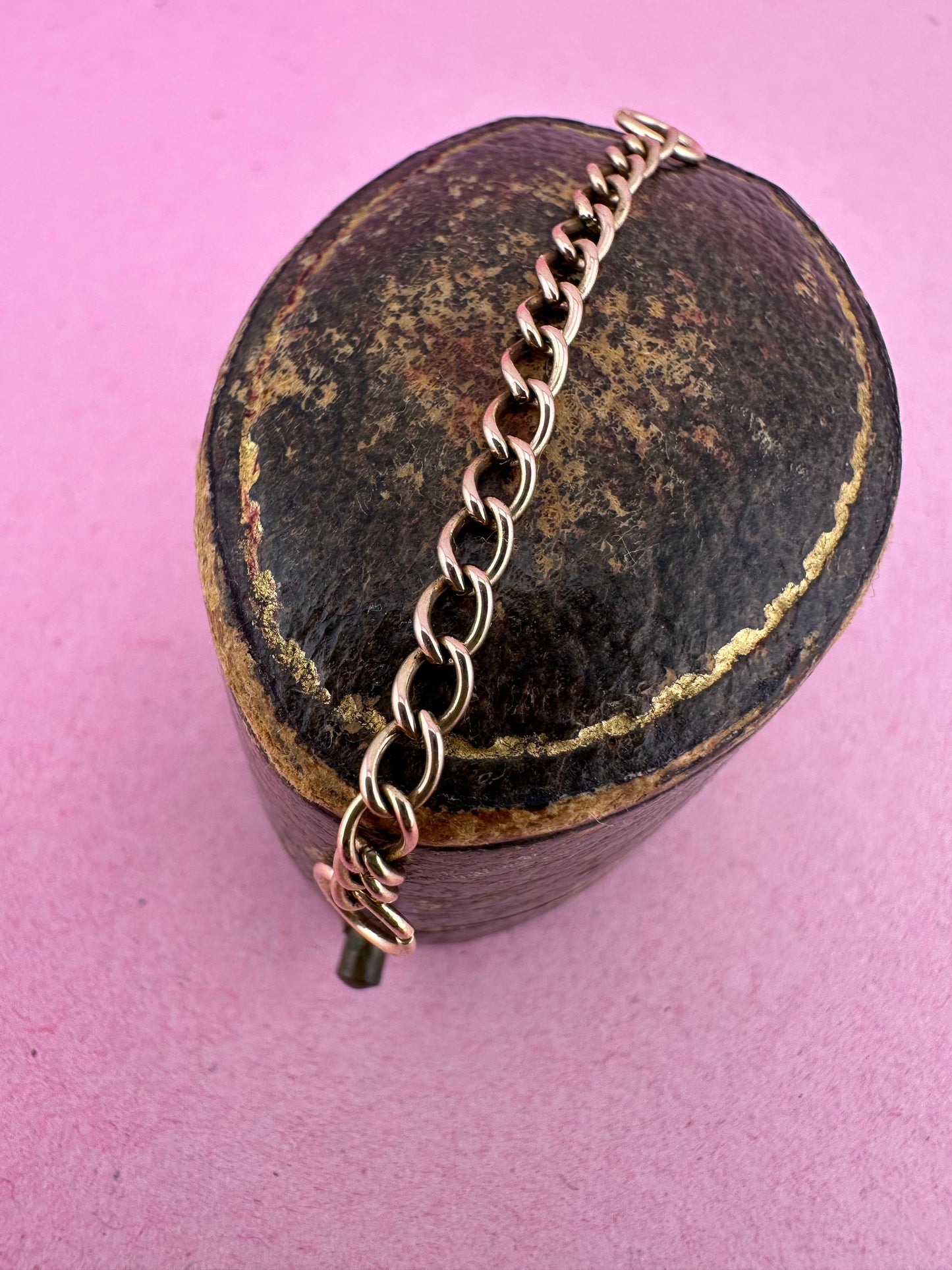 Antique 9ct Rose Gold Curb extender- no clasps