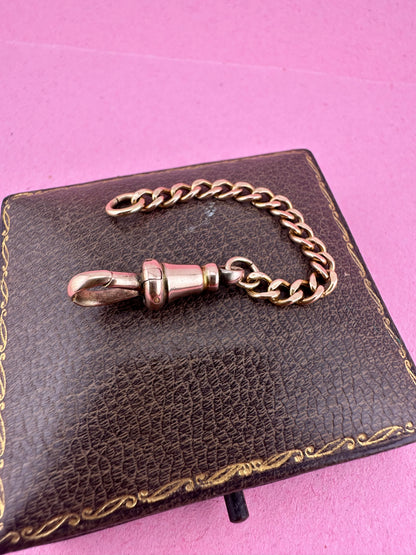 9ct Peachy Rose Gold Gold Curb extender with antique dog clip