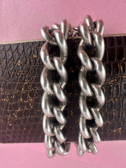 Sterling Silver Chunky curb bracelet with XL engraved heart padlock
