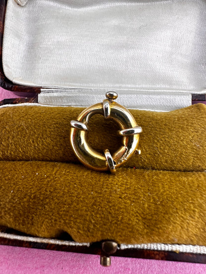 Vintage 14ct Yellow gold chunky bolt clasp with white gold accents
