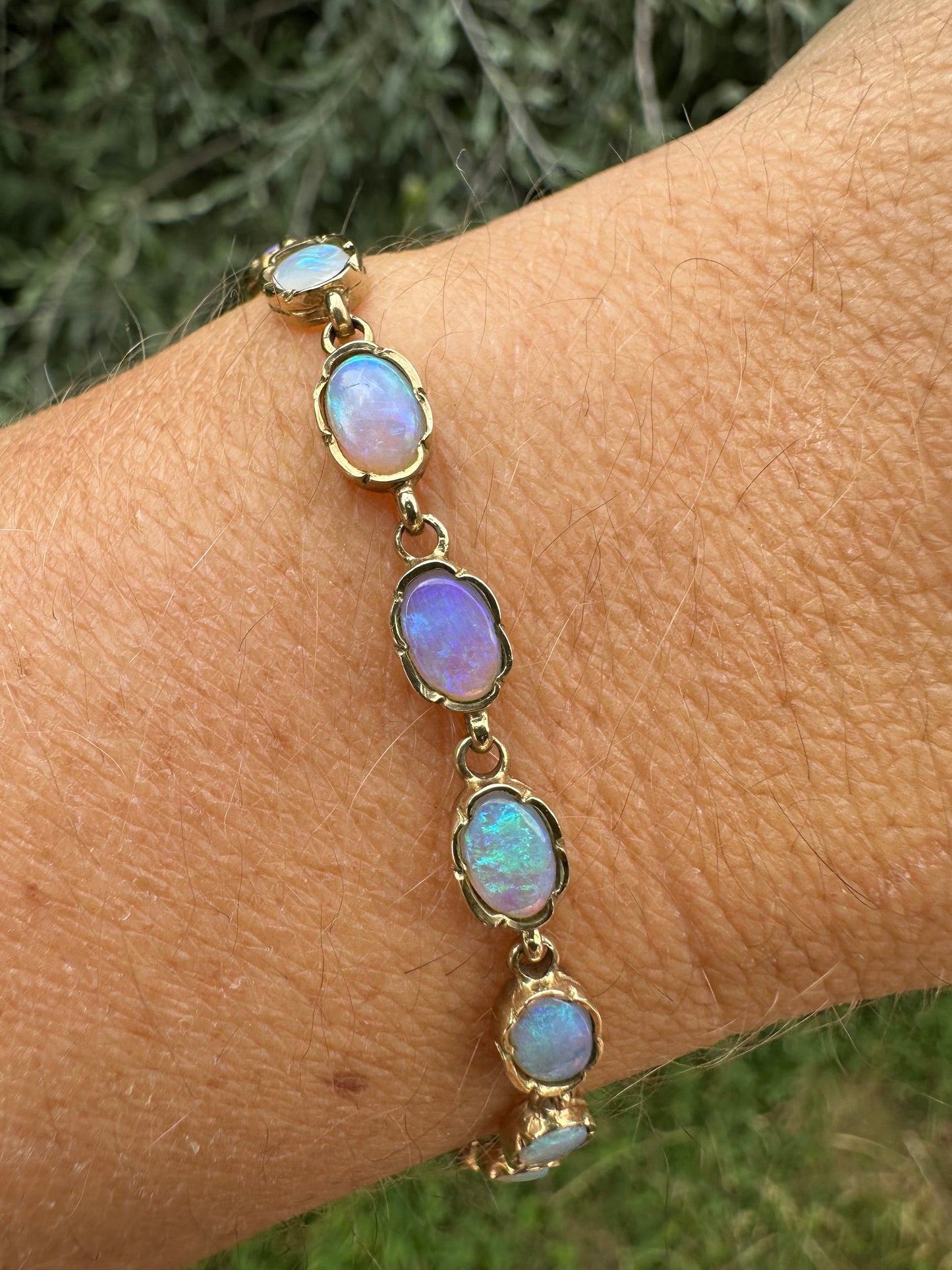 Vintage 9ct Gold Opal tennis bracelet