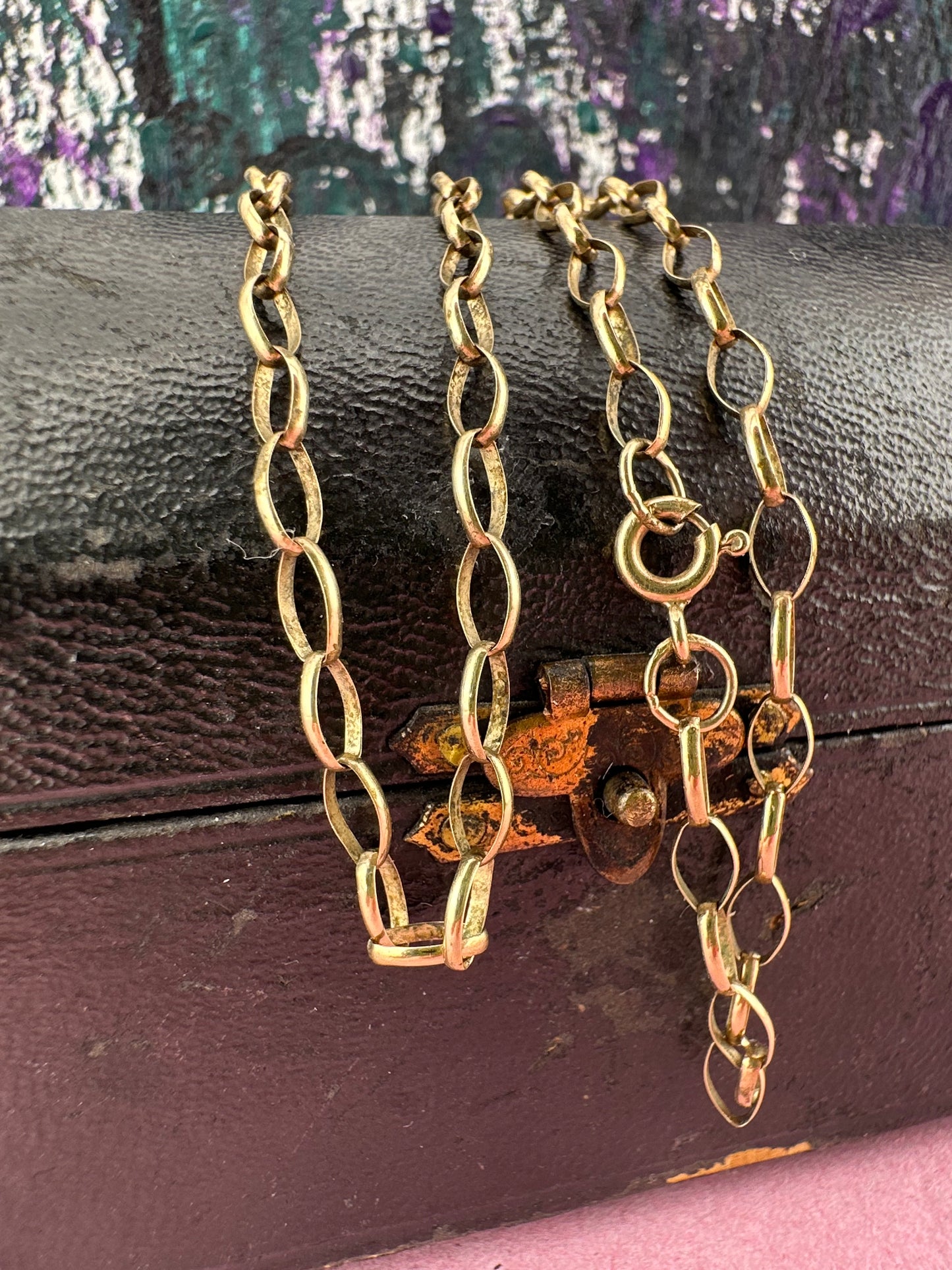 Vintage 9ct Yellow gold oval belcher chain