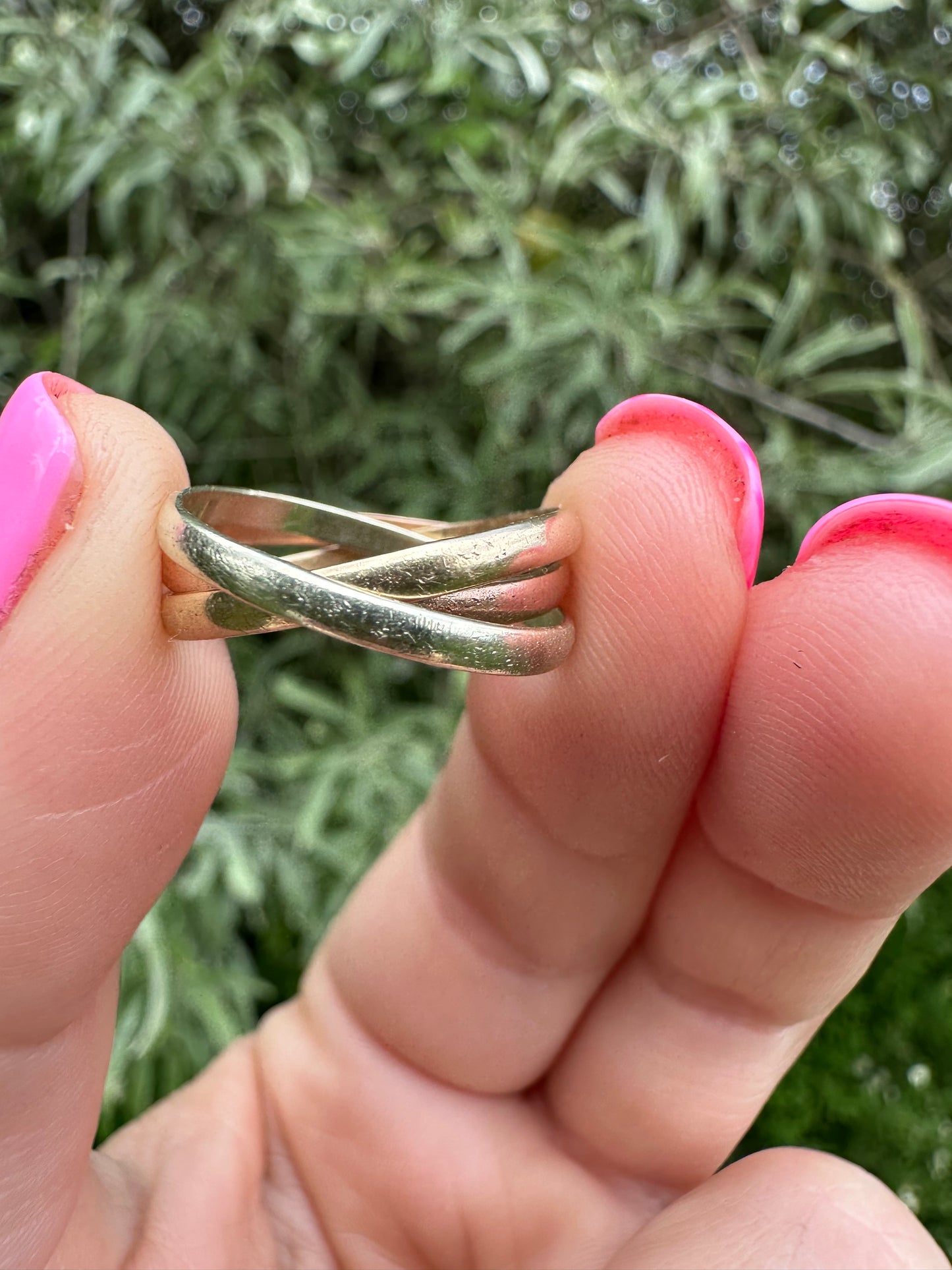 Vintage 9ct Gold Tri-Colour Russian Rolling bands