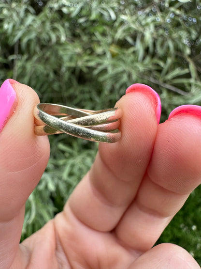 Vintage 9ct Gold Tri-Colour Russian Rolling bands