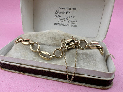 Vintage 9ct Oval and round link bracelet