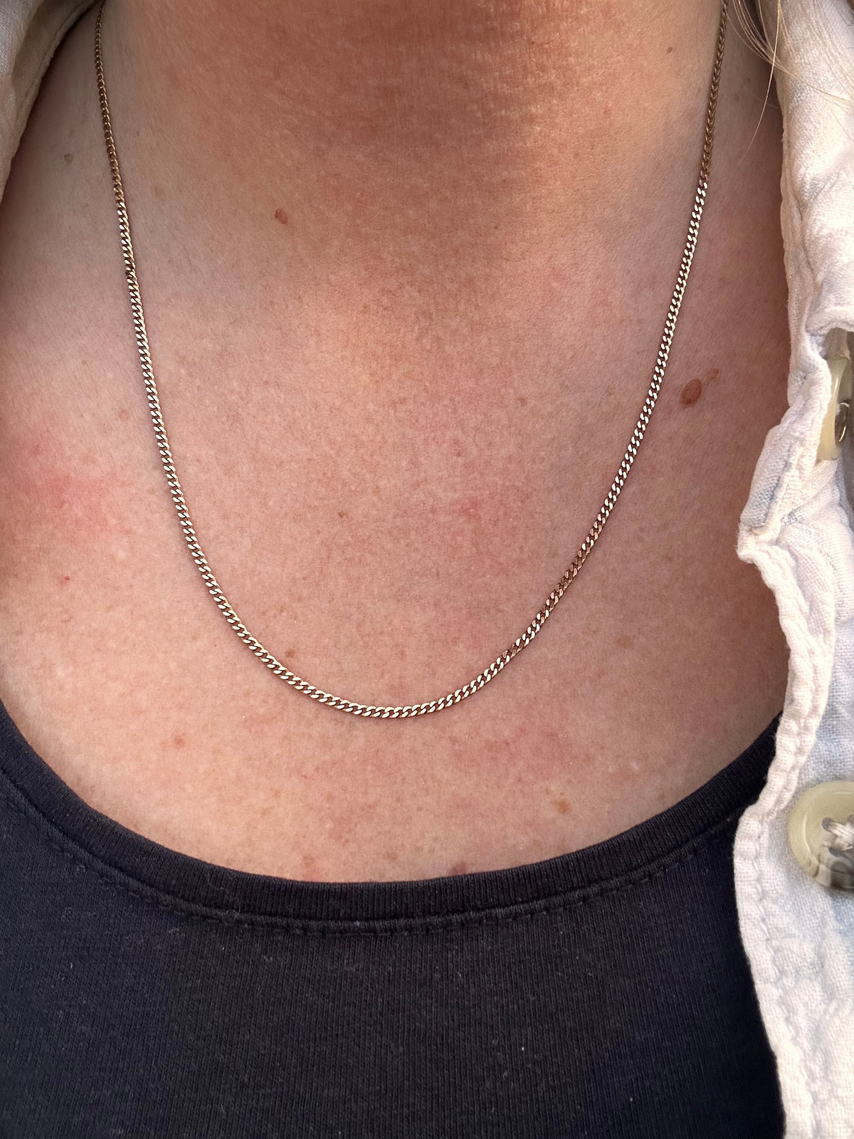 Vintage 9ct yellow gold Flat curb chain