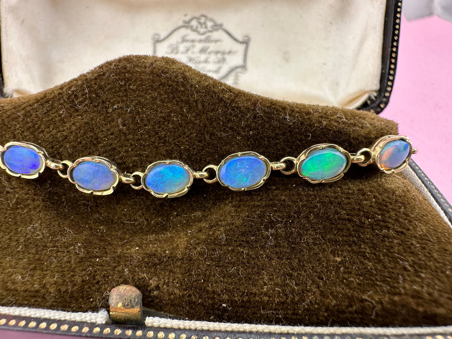 Vintage 9ct Gold Opal tennis bracelet