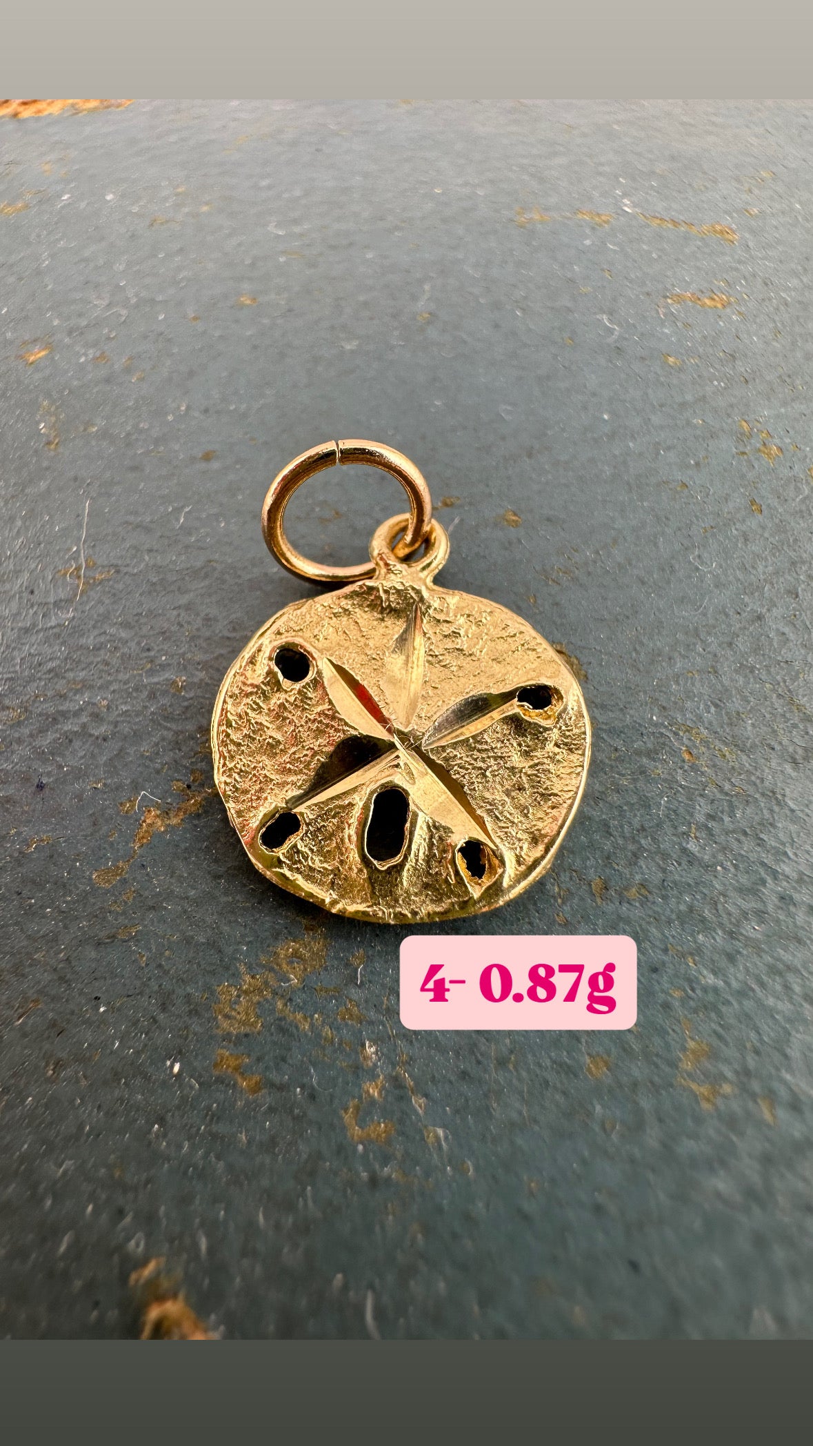 Vintage 14ct Sand Dollar Sea Urchin Charm with 9ct Gold bail.