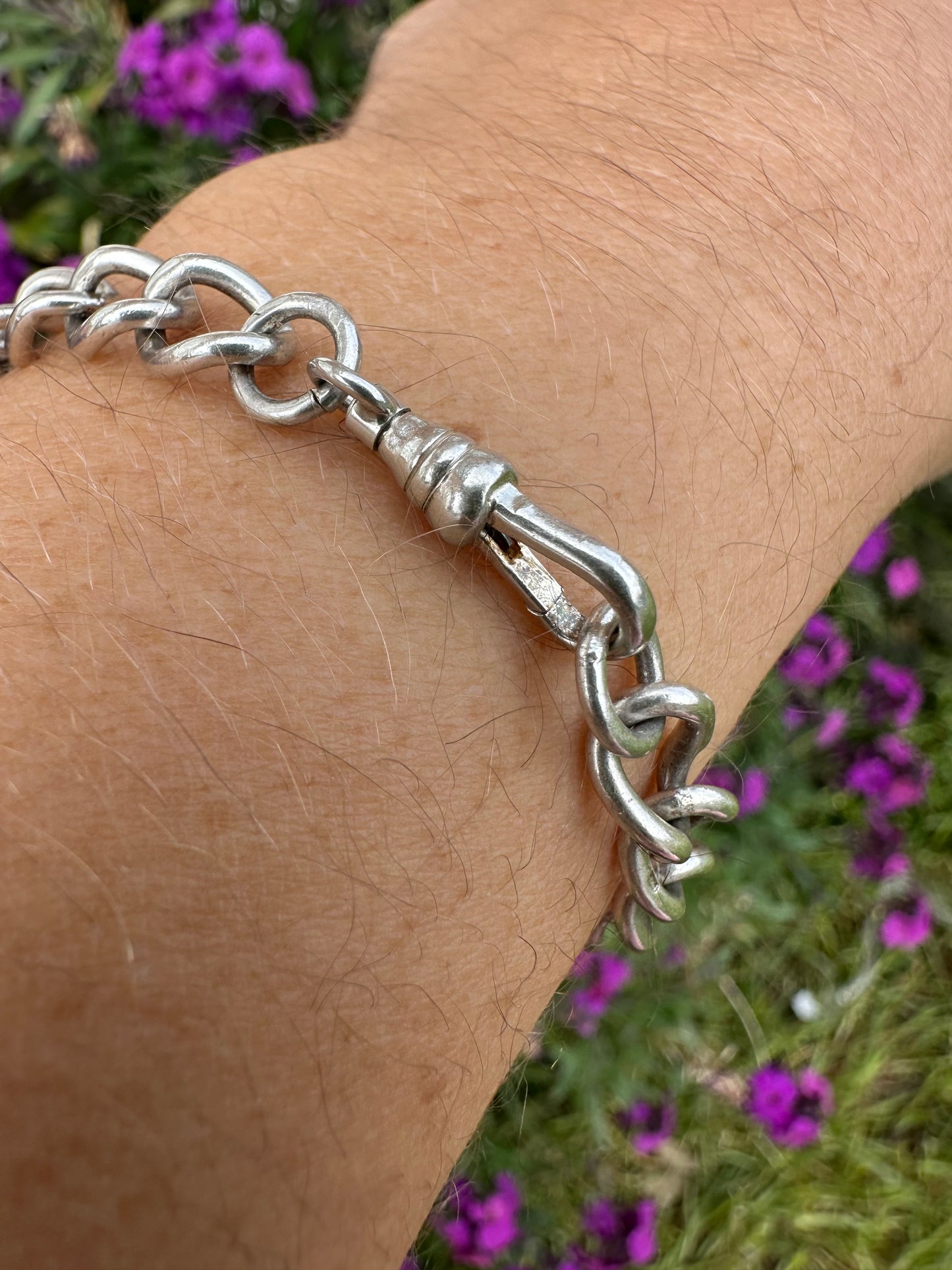 Vintage Sterling Silver Curb bracelet with dog clip