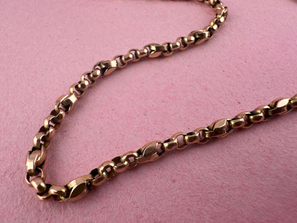 Antique 9ct Rose Gold Tulip belcher mix link chain
