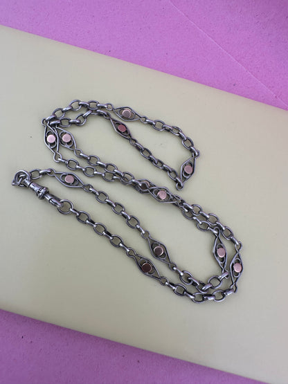 French 800 Silver Lozenge link chain with 9ct rose gold accents