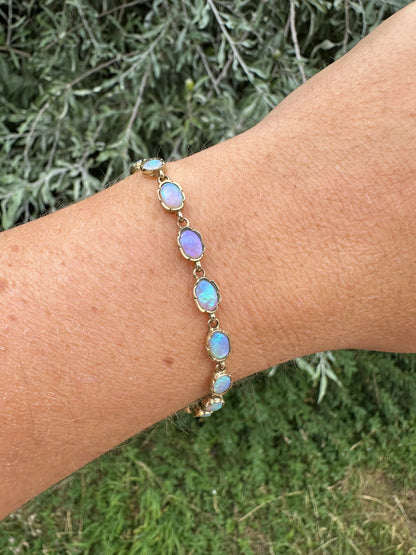 Vintage 9ct Gold Opal tennis bracelet