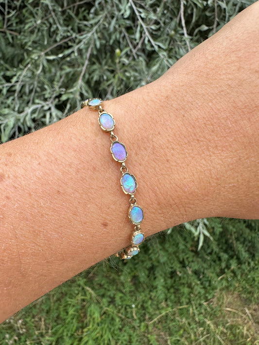 Vintage 9ct Gold Opal tennis bracelet
