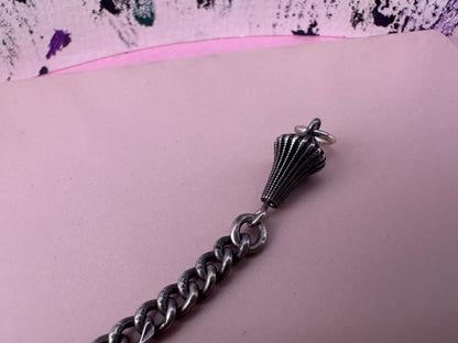 Sterling silver curb Claspless extender with fluted beaded ends