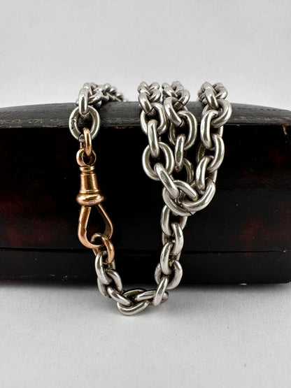 Mix Metal- Sterling Silver Cable chain with 9ct Rose gold Dog clip