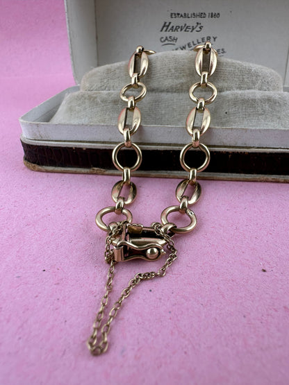 Vintage 9ct Oval and round link bracelet