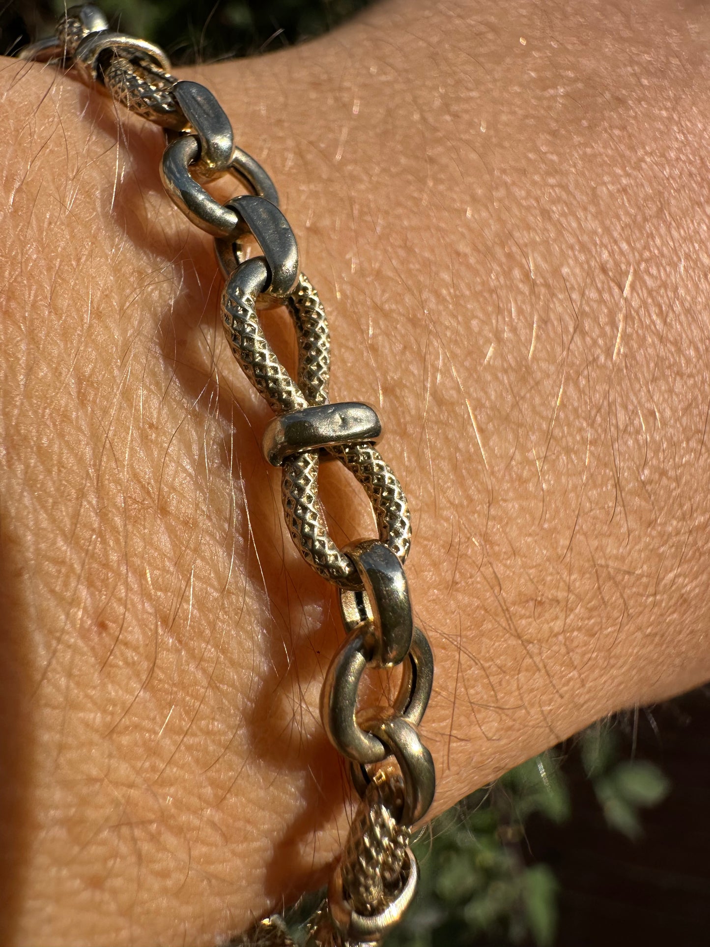 Vintage textured infinity link bracelet