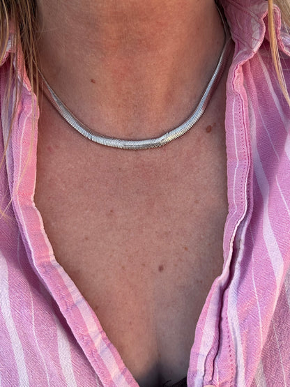 Vintage Sterling Silver Flat Snake/Herringbone chain