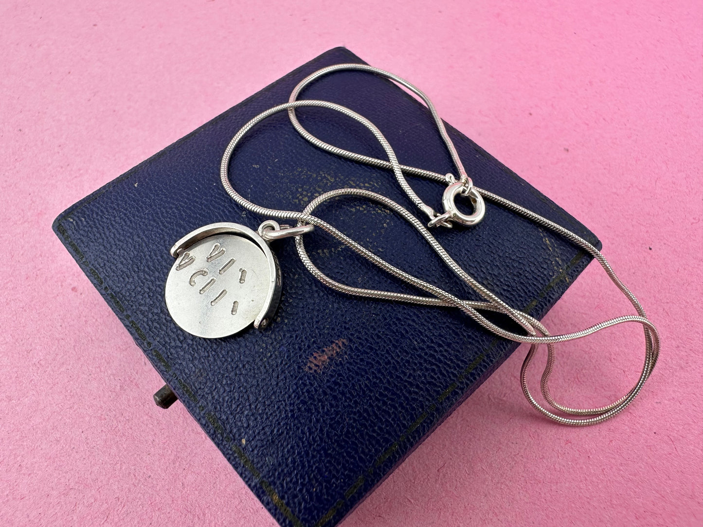 Sterling Silver ‘Why Worry’ Spinner on snake chain