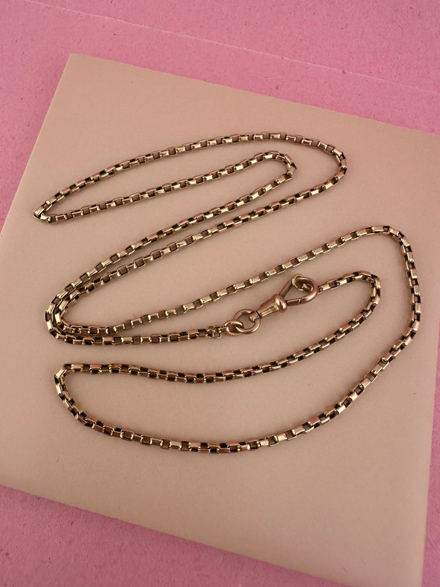 Antique 9ct Rose Gold Box chain with swivel dogclip