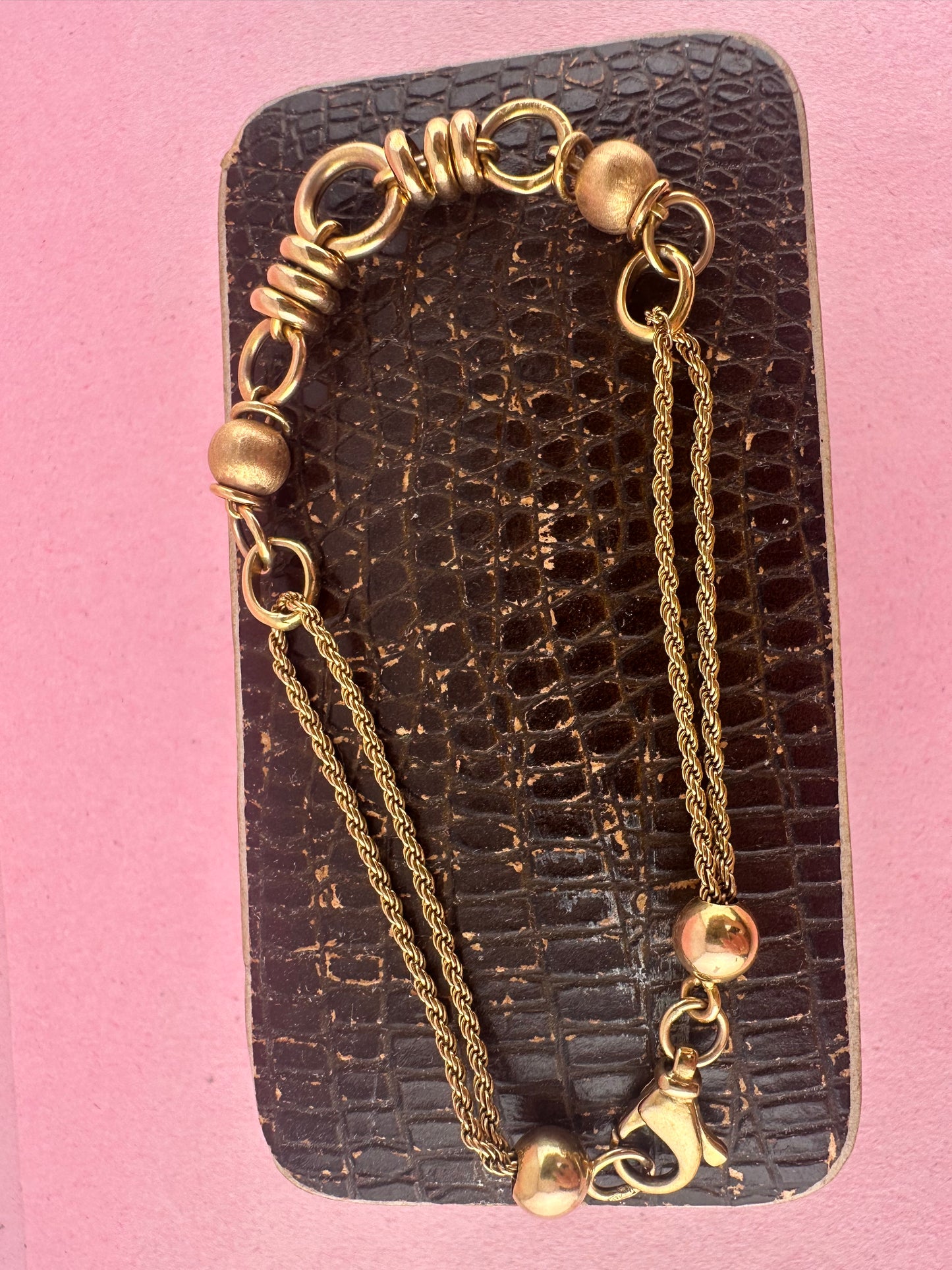 Vintage 9ct gold Bead and Rope bracelet