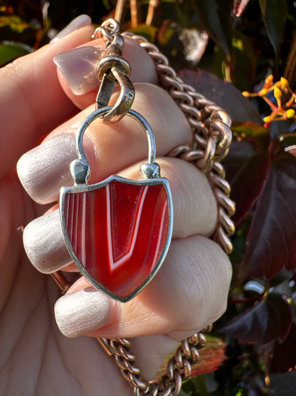 Sterling silver Banded Agate & Thistle shield padlock.