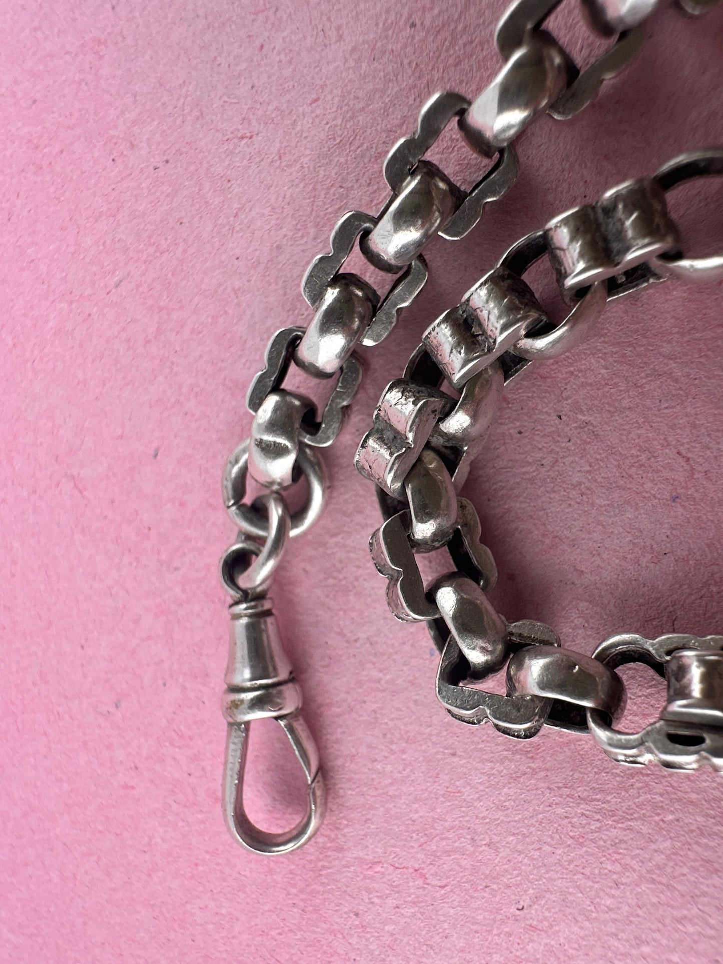 Sterling Silver bars & fancy link Albert chain wi the T-bar and dogclip