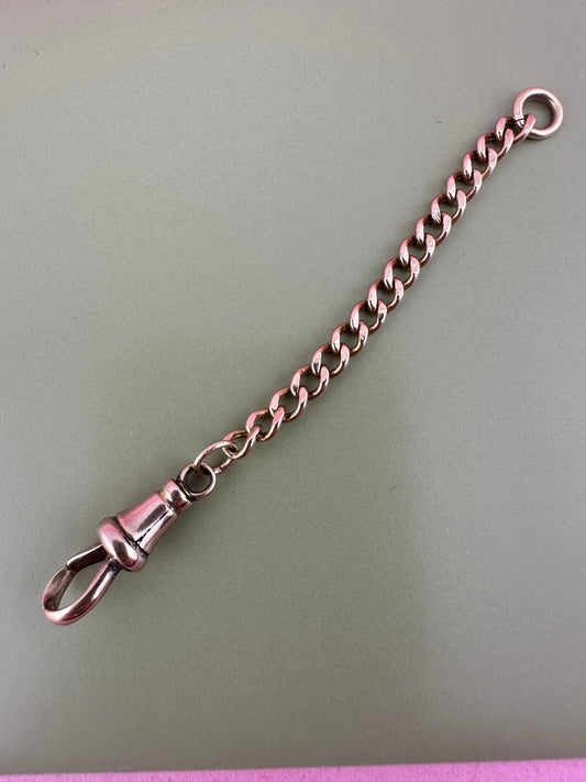9ct Peachy Rose Gold Gold Curb extender with antique dog clip