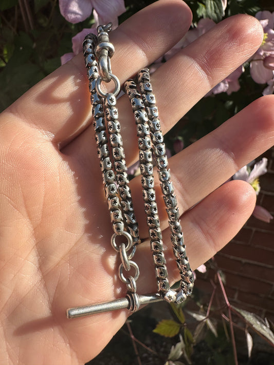 Sterling Silver Star Pierced chain with dog clip and T-Bar