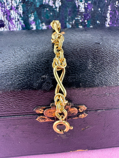 Vintage 9ct Yellow gold Byzantine & infinity link extender