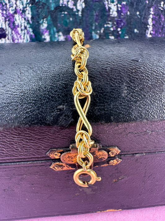 Vintage 9ct Yellow gold Byzantine & infinity link extender