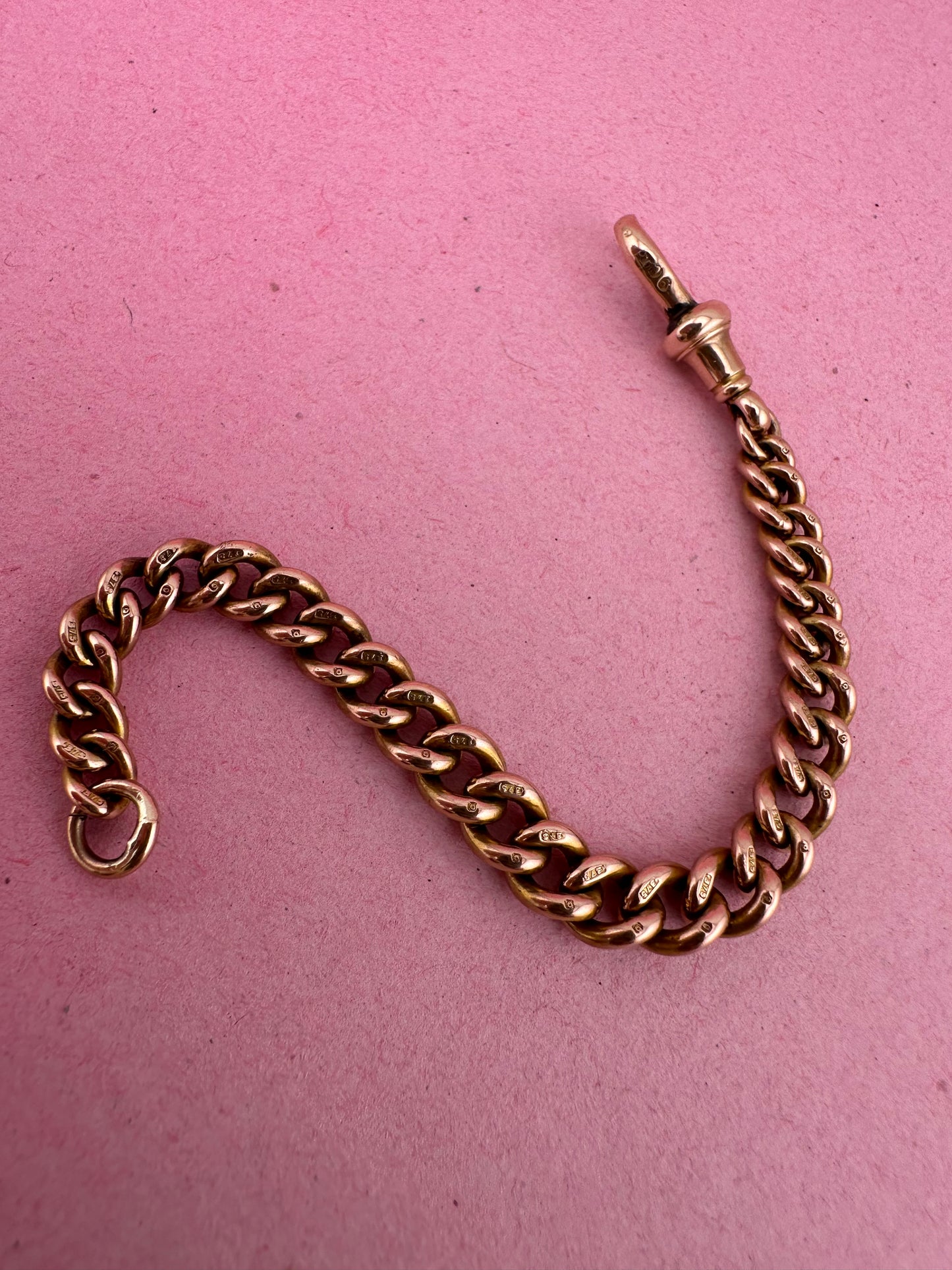 Antique 9ct Rose Gold Graduated Curb extender
