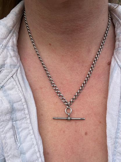 Sterling Silver Albert Chain with double dog clips