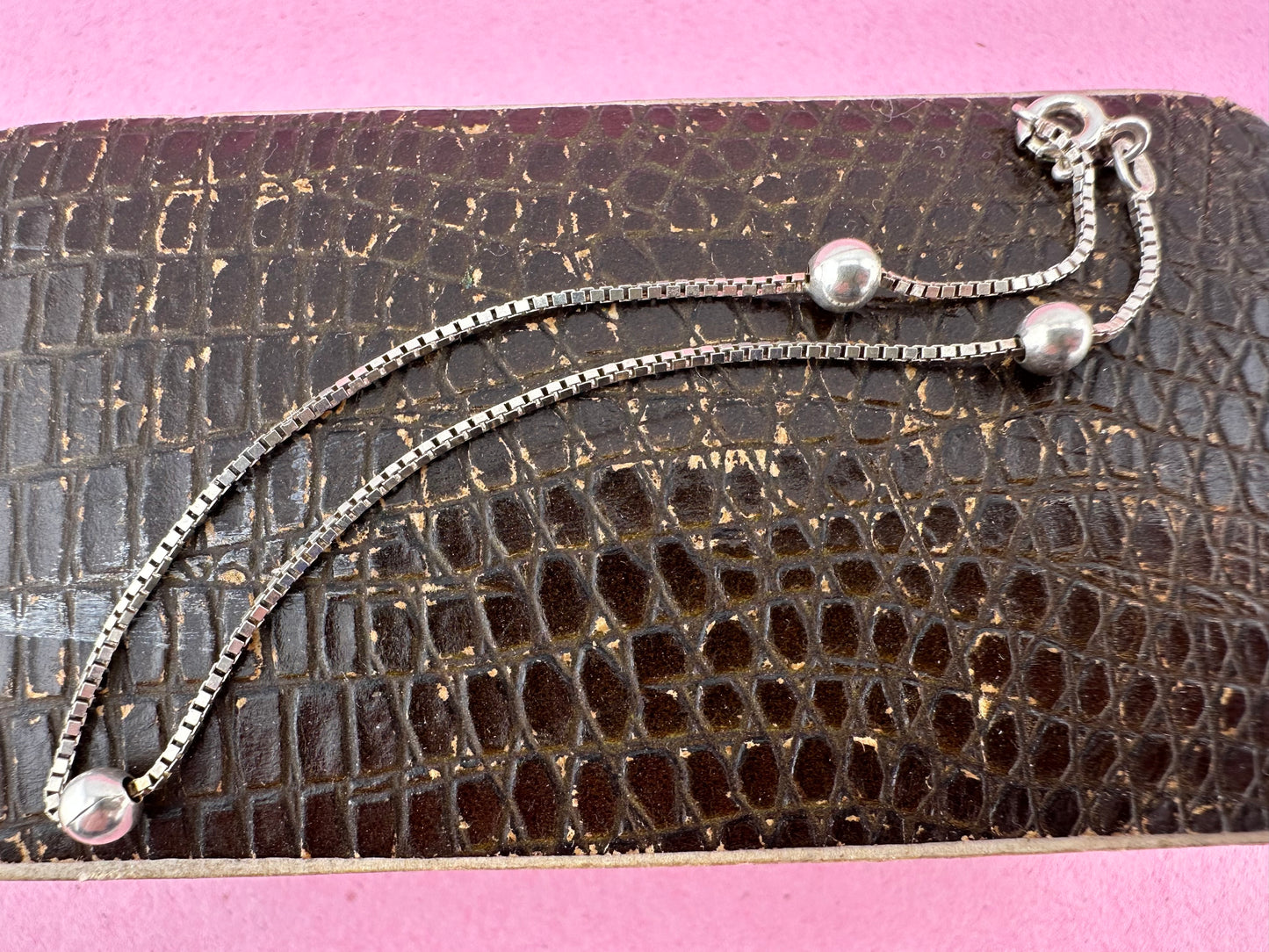 Vintage Sterling silver box and ball bracelet