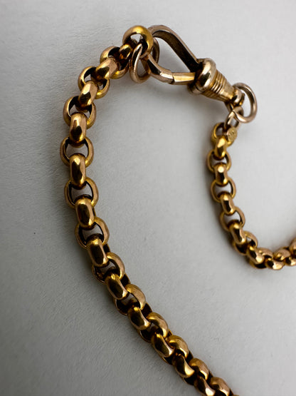 Antique 9ct Yellow gold Belcher Chain with faceted dog clip