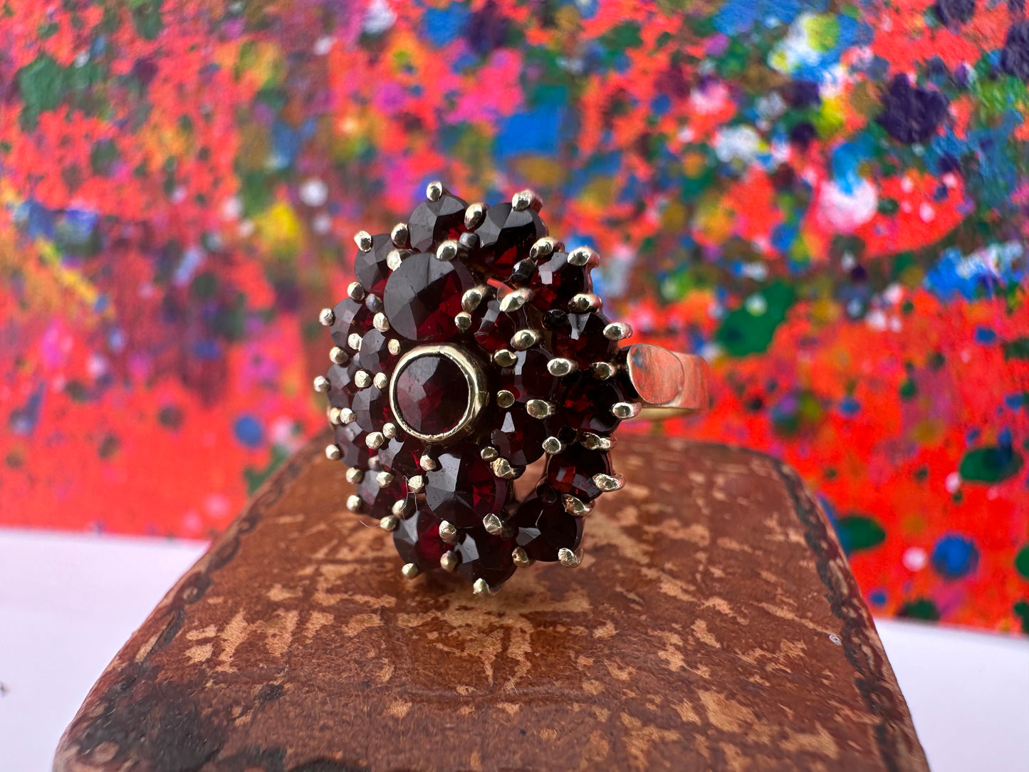 14ct Bohemian Garnet Cluster Ring