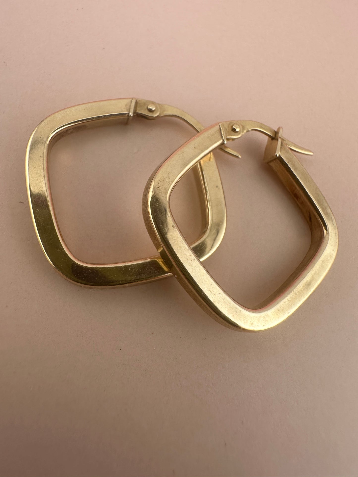 Vintage 9ct Gold Square Hoops