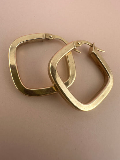 Vintage 9ct Gold Square Hoops