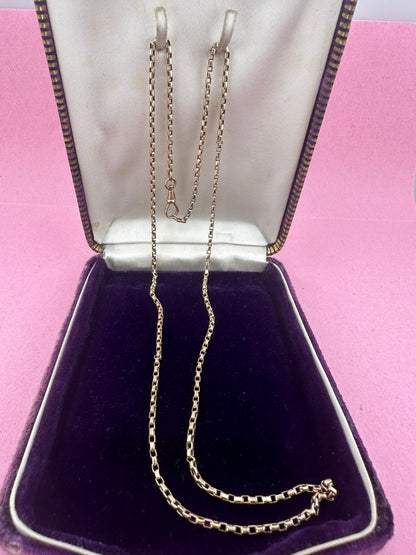 Antique 9ct Rose Gold Box chain with swivel dogclip