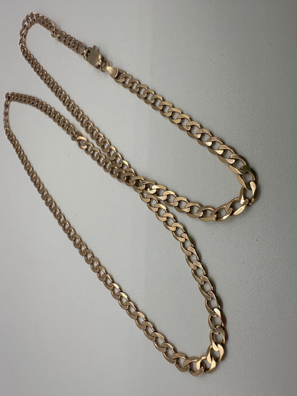 Vintage 9ct Gold Flat Curb chain