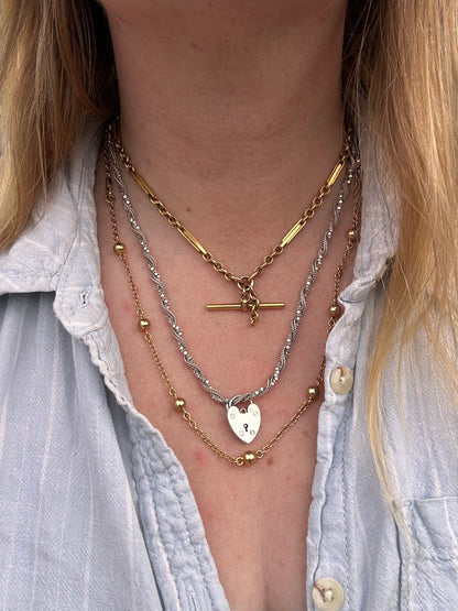 Sterling Silver disco and foxtail twist chain
