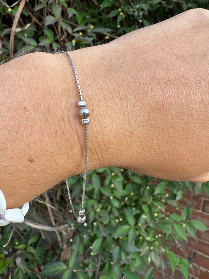 Sterling silver ball and flat c link bracelet