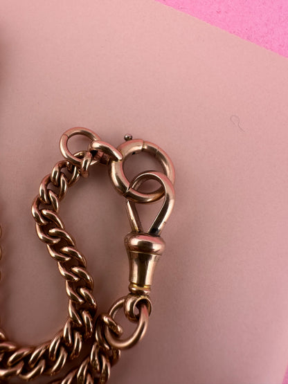 Antique 9ct Rose Gold Ungraduated Curb Albert chain