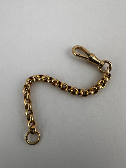 Antique 9ct yellow gold belcher extender with swivel dog clip