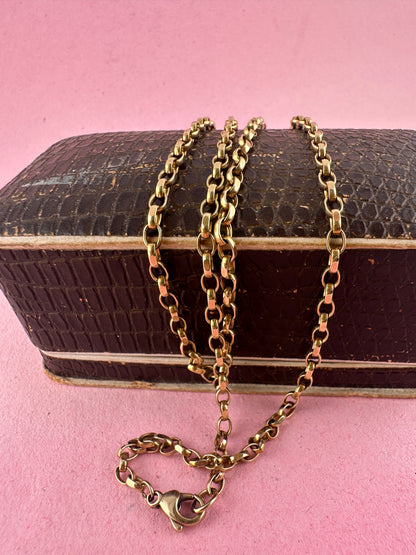 Vintage 9ct Yellow gold Biker Belcher chain